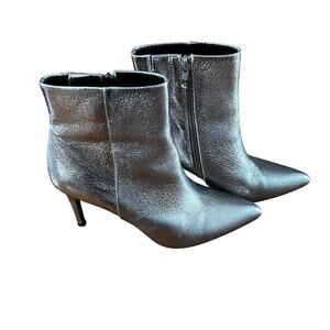 Steven New York Metallic Silver Stiletto Heeled Ankle Boots | 8